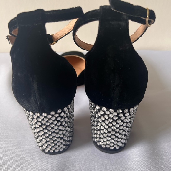 J.Crew Maisie Black Crystal Studded Velvet Heels - Picture 9 of 12